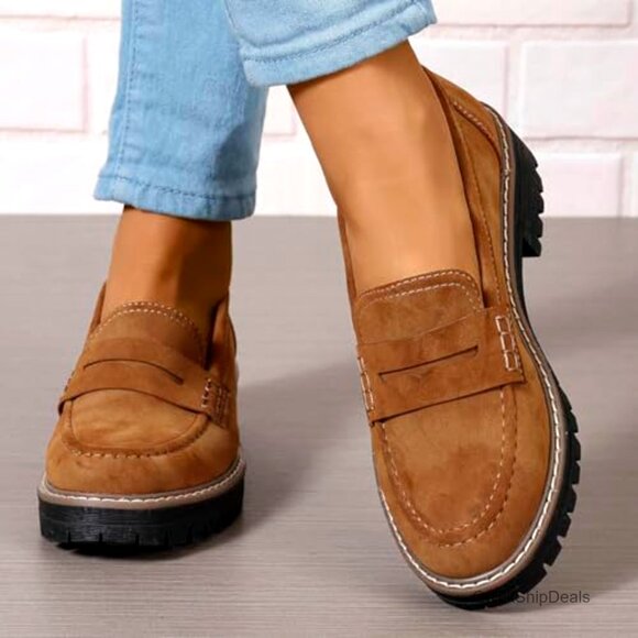 Platform Penny Loafers Slip On Lug Sole Comfort Work Casual US 5-11.5 - Picture 3 of 7